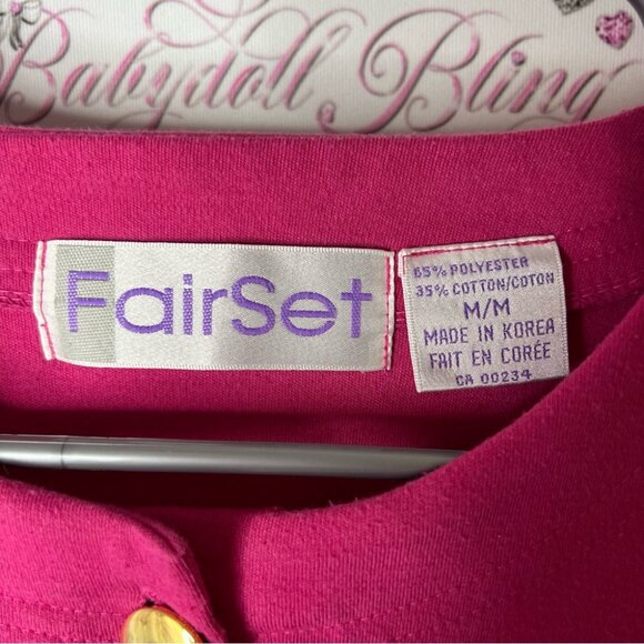 FairSet Pink Cardigan with Gold Buttons vintage sweater button up medium - Picture 4 of 5